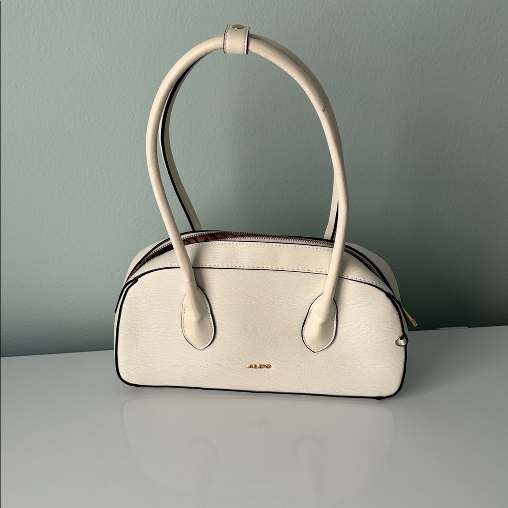 ALDO Ivory Shoulder Bag with Gold Accents